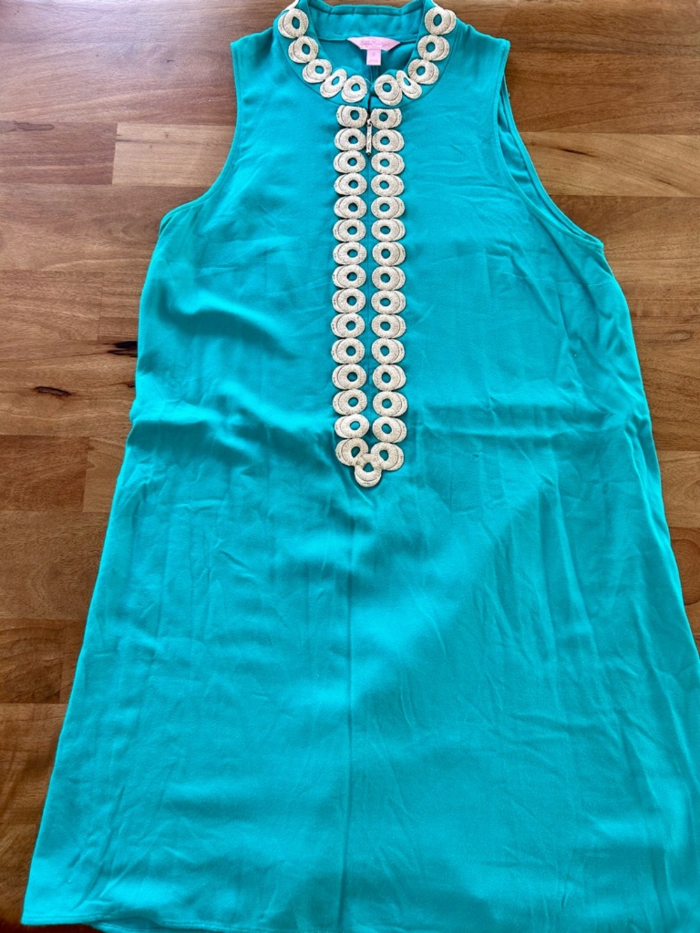 Lilly Pulitzer Turquoise Sleeveless Midi Dress with Cream Trim